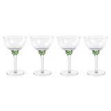 Zodax Verdant Green Cambrai Martini / Cocktail Optic Glasses, Set of 4