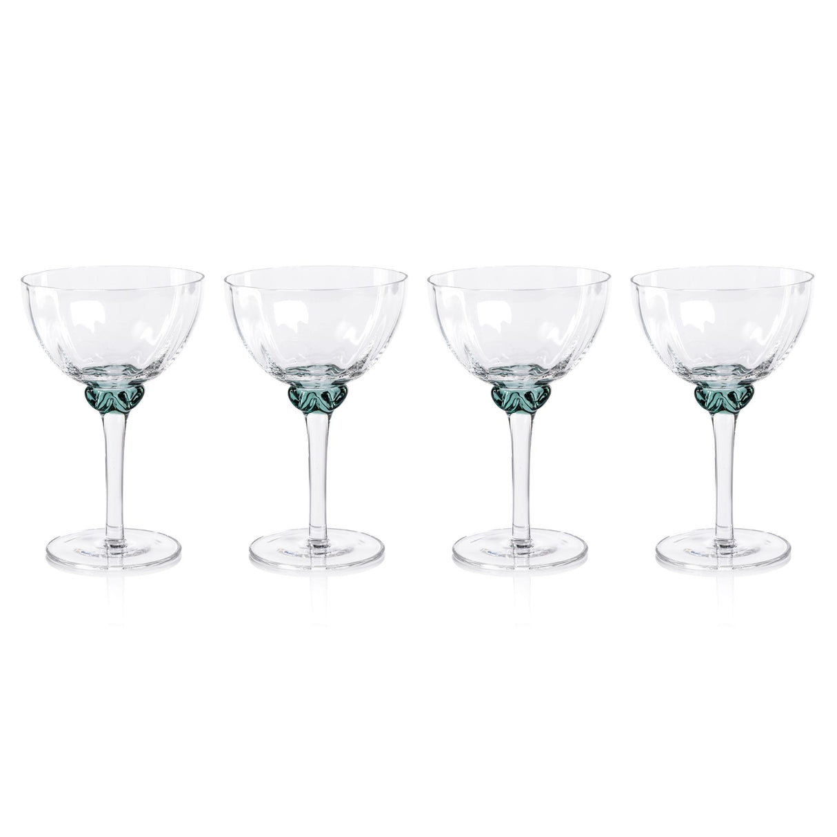 Zodax Sea Green Cambrai Martini / Cocktail Optic Glasses, Set of 4