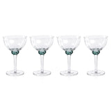 Zodax Sea Green Cambrai Martini / Cocktail Optic Glasses, Set of 4