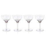 Zodax Smoky Gray Cambrai Martini / Cocktail Optic Glasses, Set of 4
