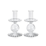 Zodax 6"- Extra Small Sabadell Swirl Glass Taper Candle Holders, Set of 2