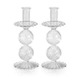 Zodax 8.25"- Small Sabadell Swirl Glass Taper Candle Holders, Set of 2
