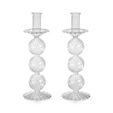 Zodax 10.5"- Medium Sabadell Swirl Glass Taper Candle Holders, Set of 2