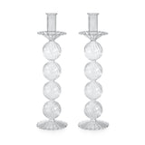 Zodax 13"- Large Sabadell Swirl Glass Taper Candle Holders, Set of 2