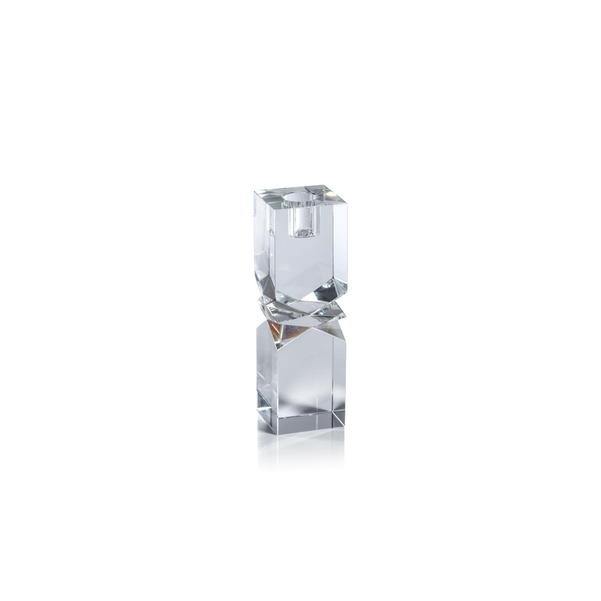 Zodax Medium Plain Clear Verdun Artistry Crystal Glass Candlestick