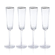 Zodax Kampari Triangular Champagne Flutes  with Platinum Rim, Set of 4