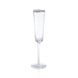 Zodax Kampari Triangular Champagne Flutes  with Platinum Rim, Set of 4