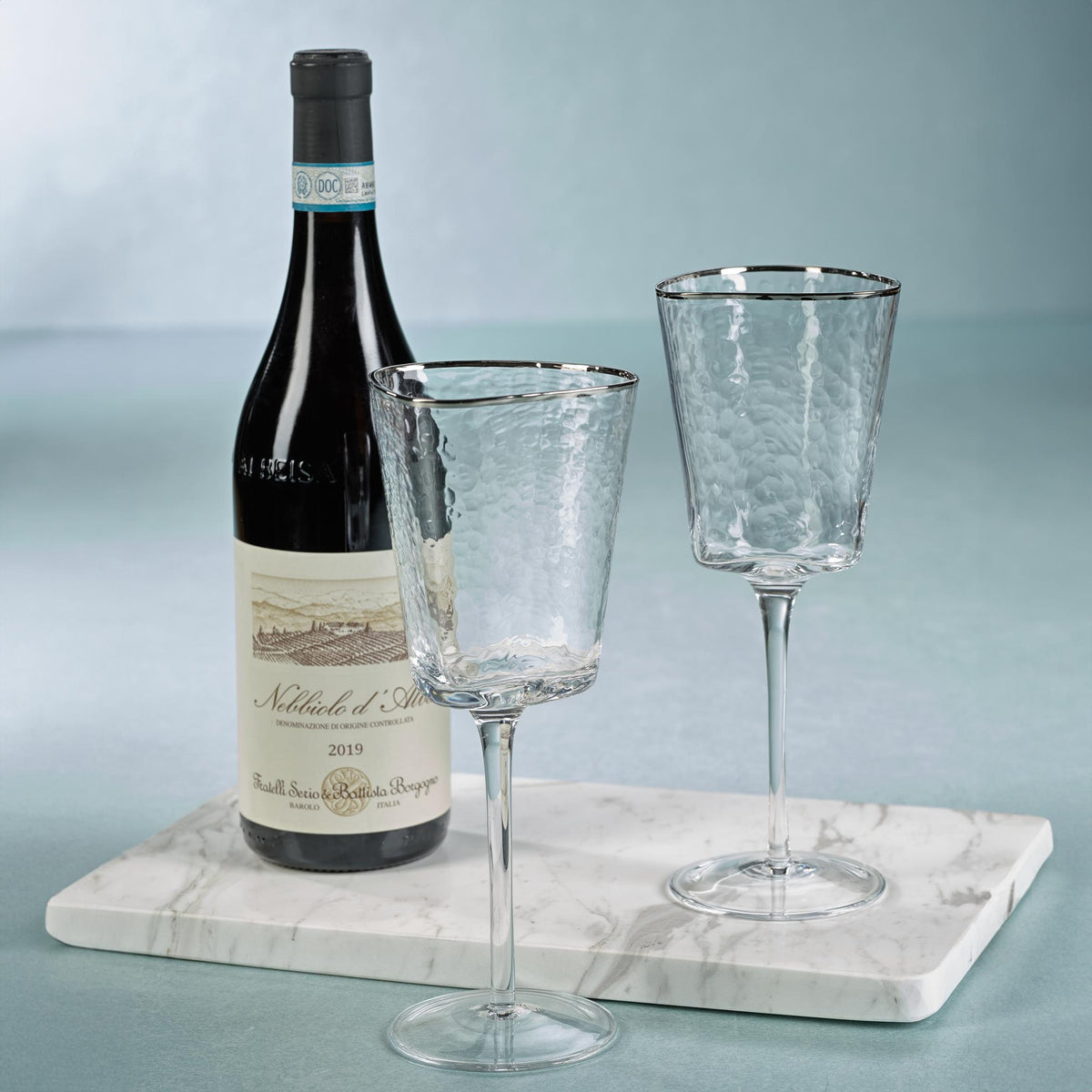 Triangular Stemware Zodax Kampari Triangular Wine Glasses With Platinum Rim, Set Of 4 ...