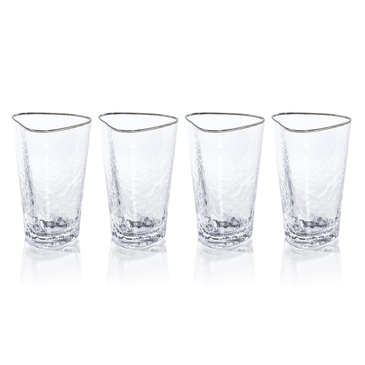 Zodax Kampari Triangular Highball Glasses With Platinum Rim, Set Of 4 ...