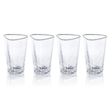 Zodax Kampari Triangular Highball Glasses with Platinum Rim, Set of 4