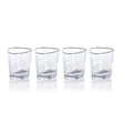 Zodax Kampari Triangular Double Old Fashioned Glasses with Platinum Rim, Set of 4