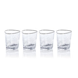 Zodax Kampari Triangular Double Old Fashioned Glasses with Platinum Rim, Set of 4