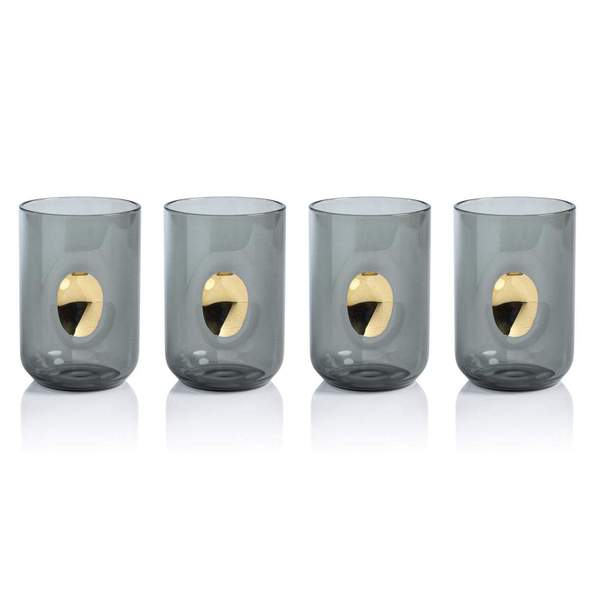 Zodax Ash Gray Ambrosi Tumblers with Gold Accent, Set of 4