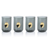 Zodax Ash Gray Ambrosi Tumblers with Gold Accent, Set of 4