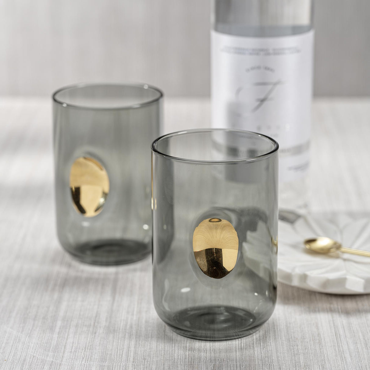 Zodax Ash Gray Ambrosi Tumblers with Gold Accent, Set of 4