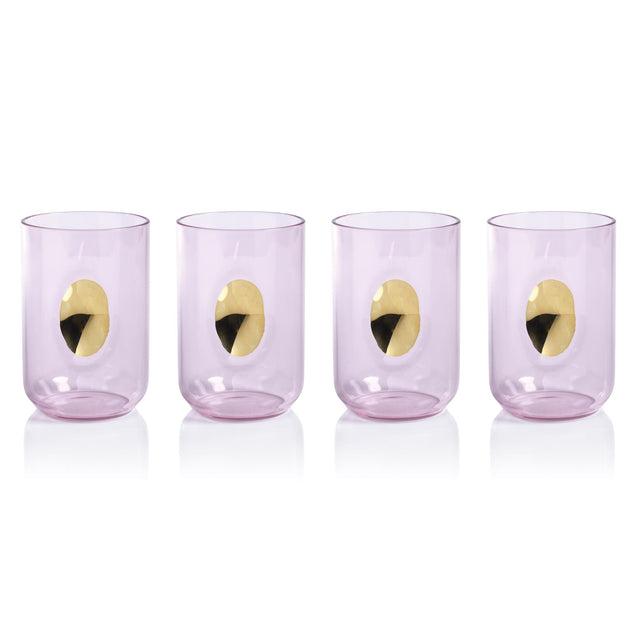 Zodax Pink Ambrosi Tumblers with Gold Accent, Set of 4