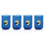 Zodax Cobalt Blue Ambrosi Tumblers with Gold Accent, Set of 4
