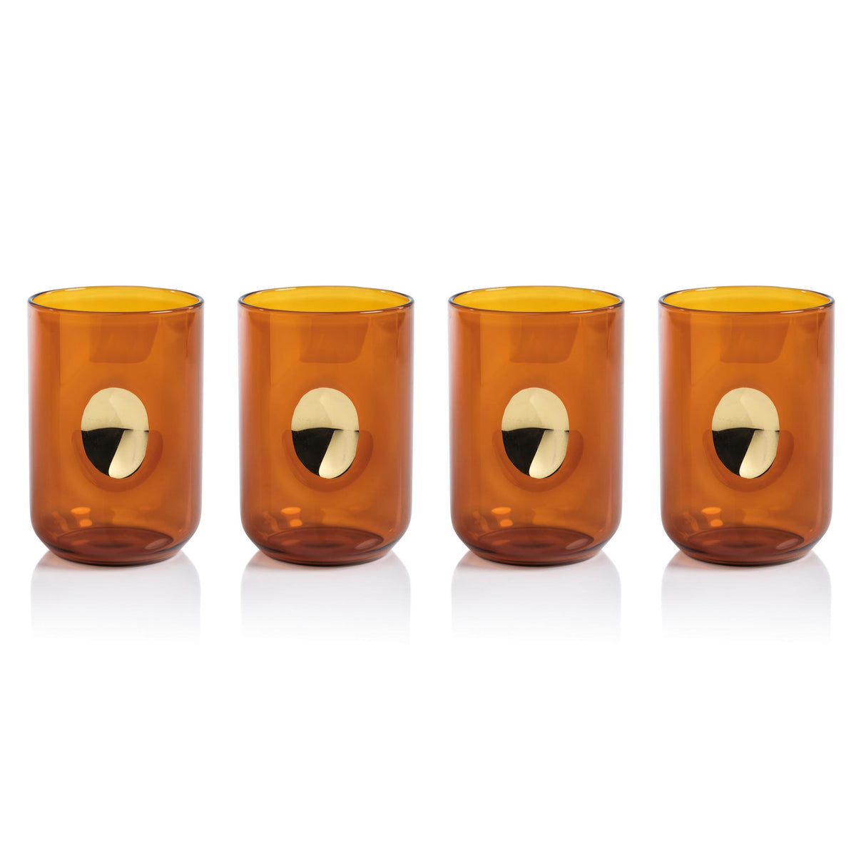 Zodax Desert Amber Ambrosi Tumblers with Gold Accent, Set of 4