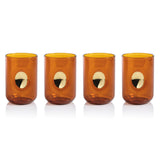 Zodax Desert Amber Ambrosi Tumblers with Gold Accent, Set of 4