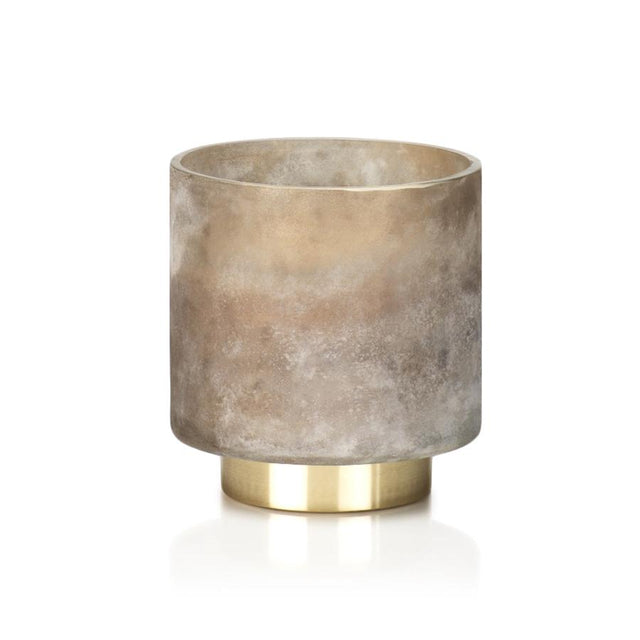 Zodax 2-Piece Cortina Taupe Tobacco Flower Scented Candle Jar Set, Medium