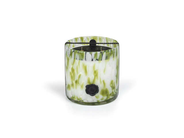 Zodax Sicilian Lemon Bergamot Clear & Green AG Opal Glass 3-Wick Candle Jar-Sicilian Lemon Bergamot