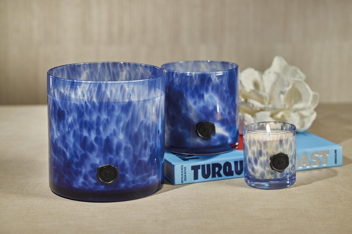 Zodax Sea Salt & Coastal Mist Clear & Dark Blue AG Opal Glass 5-Wick Candle Jar-Sea Salt Coastal Mist