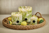 Zodax Sicilian Lemon Bergamot Clear & Green AG Opal Glass 5-Wick Candle Jar-Sicilian Lemon Bergamot