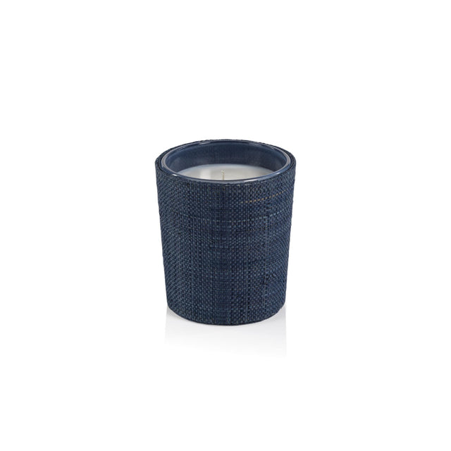 Zodax Sunset Beach Scented Candle in Natural Blue Raffia Basket