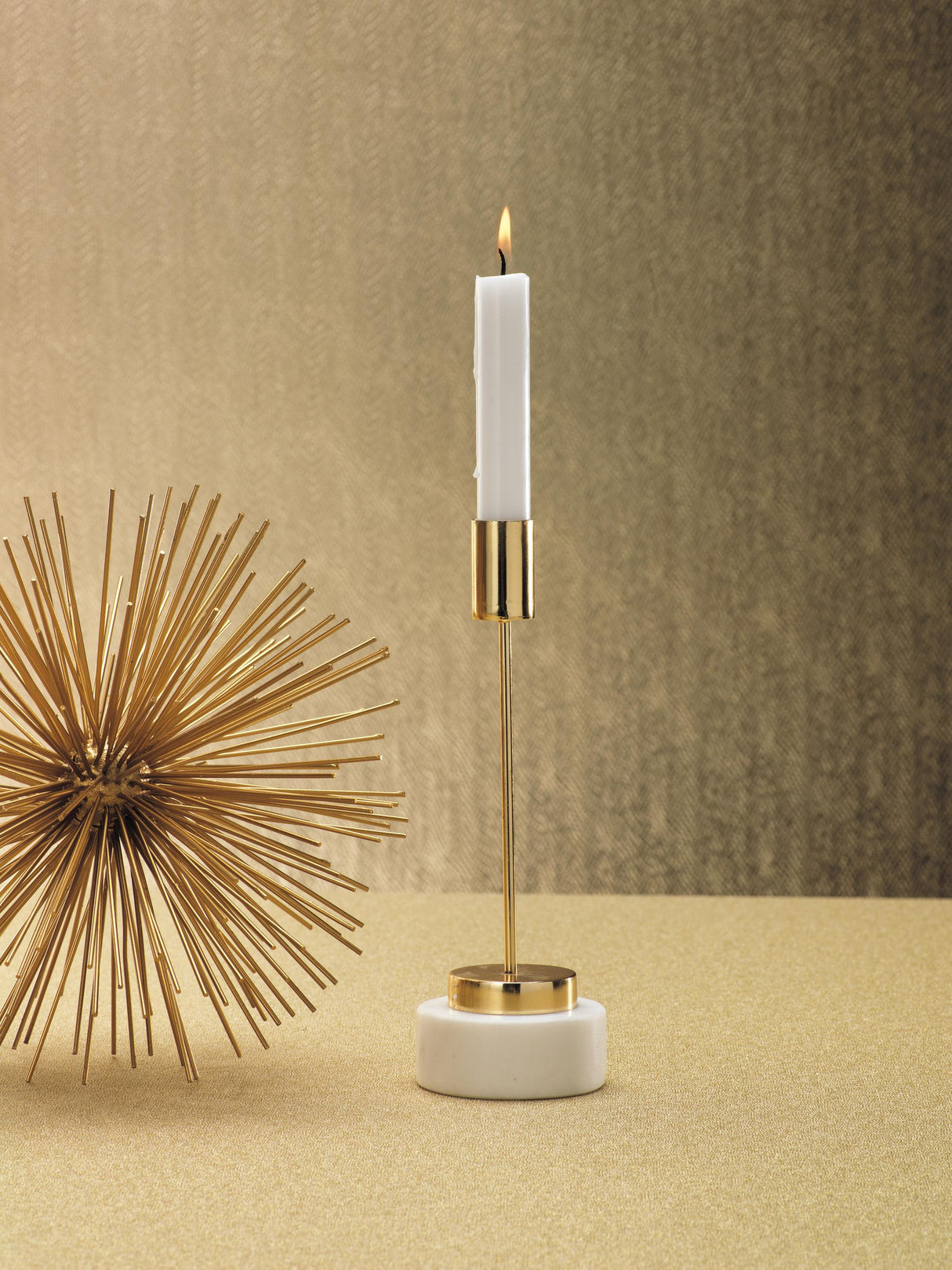 Zodax Mannara Brass and Marble Taper Candle Holder