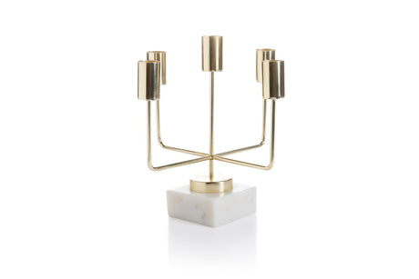 Zodax Mannara Five Tier Brass and Marble Taper Candle Holder