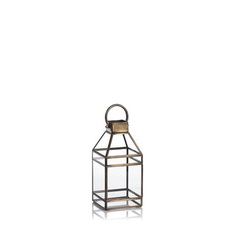 Zodax 12" Martino Antique Brass Glass Lantern