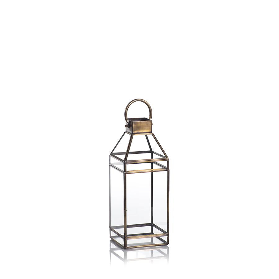 Zodax 15" Martino Antique Brass Glass Lantern