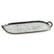 Zodax 21" Praslin Raw Aluminum Tray with Cane Wrapped Handles