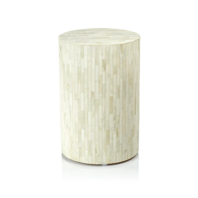 Zodax Motala 17.75" Tall Round Natural Bone Inlay Stool