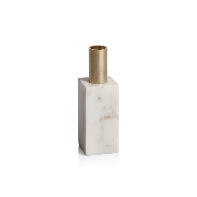 Zodax White Malakai Rectangular Marble Candle Holders, Set of 2