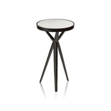 Zodax 11" x 19.5" Adhara Aluminum Cocktail Table with Marble Top