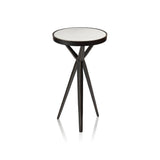 Zodax 11" x 19.5" Adhara Aluminum Cocktail Table with Marble Top