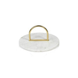 Zodax Ellie Round Marble Serving Tray with Brass Handle