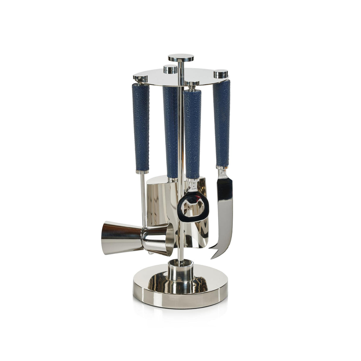 Zodax Lucena Nickel & Leather Bar Tool Set