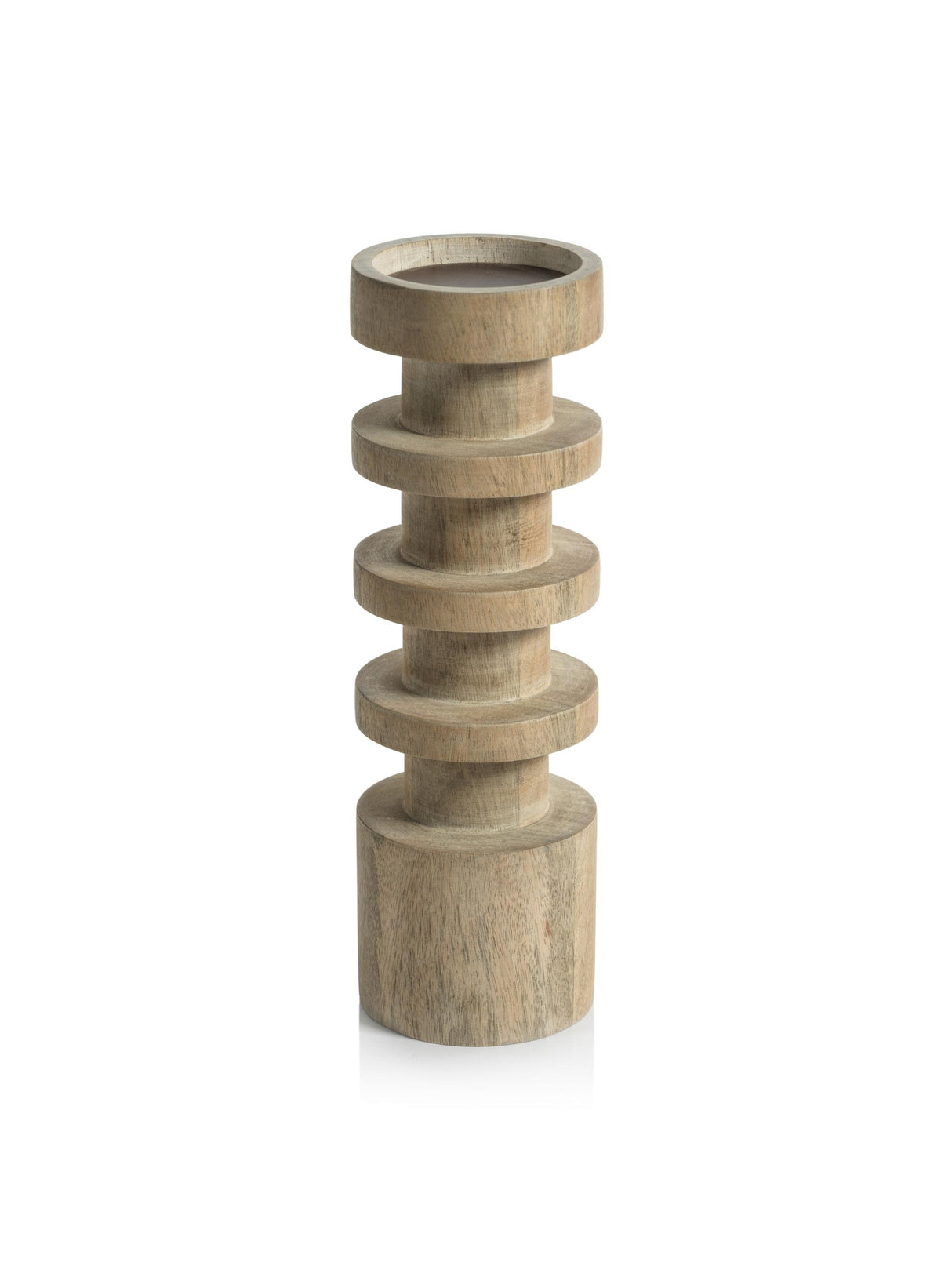 Zodax Medium Larache Carved Mango Wood Pillar Candle Holder