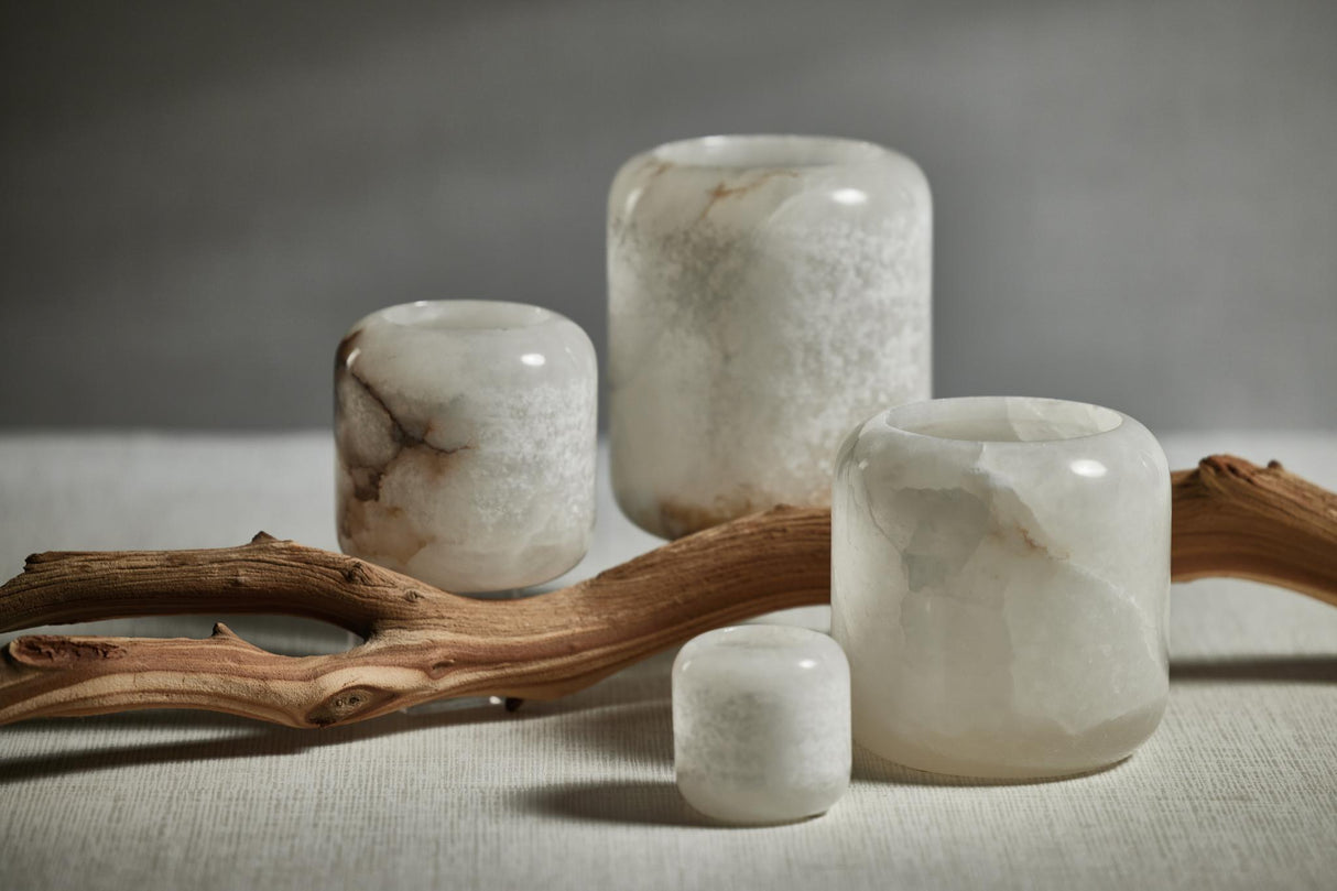 Zodax Large Bennour Polished Alabaster Stone Candle Holder