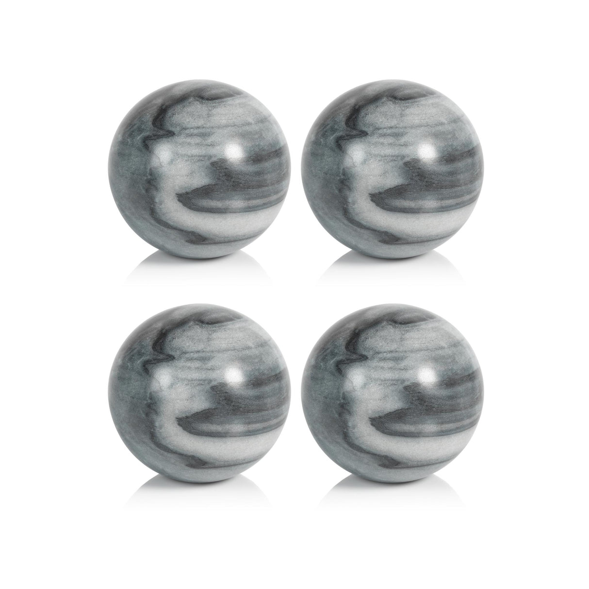 Zodax 4.5" Monza Gray Marble Fill Decorative Balls, Set of 4