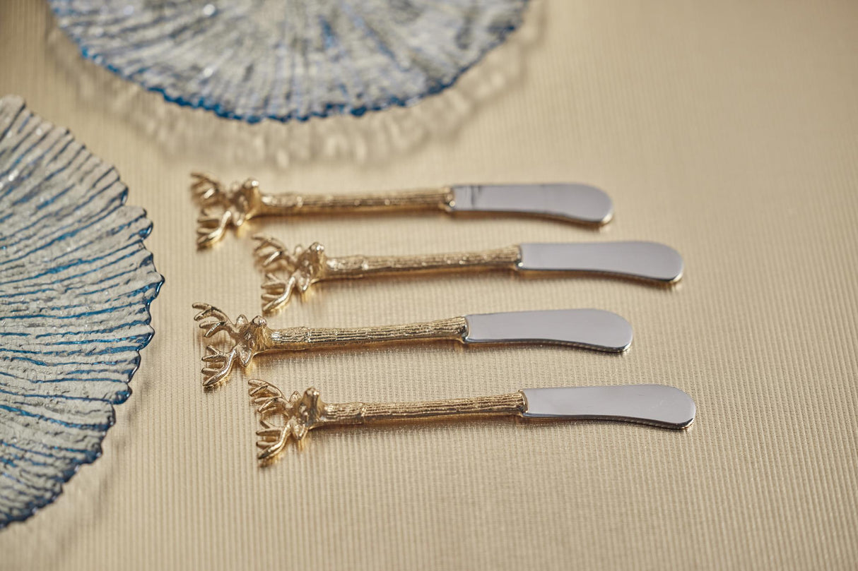 Zodax Peura Stag's Head  Butter Knives, Set of 4