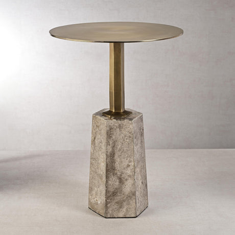 Zodax Bayonne Antique Brass on Marble Base Side Table