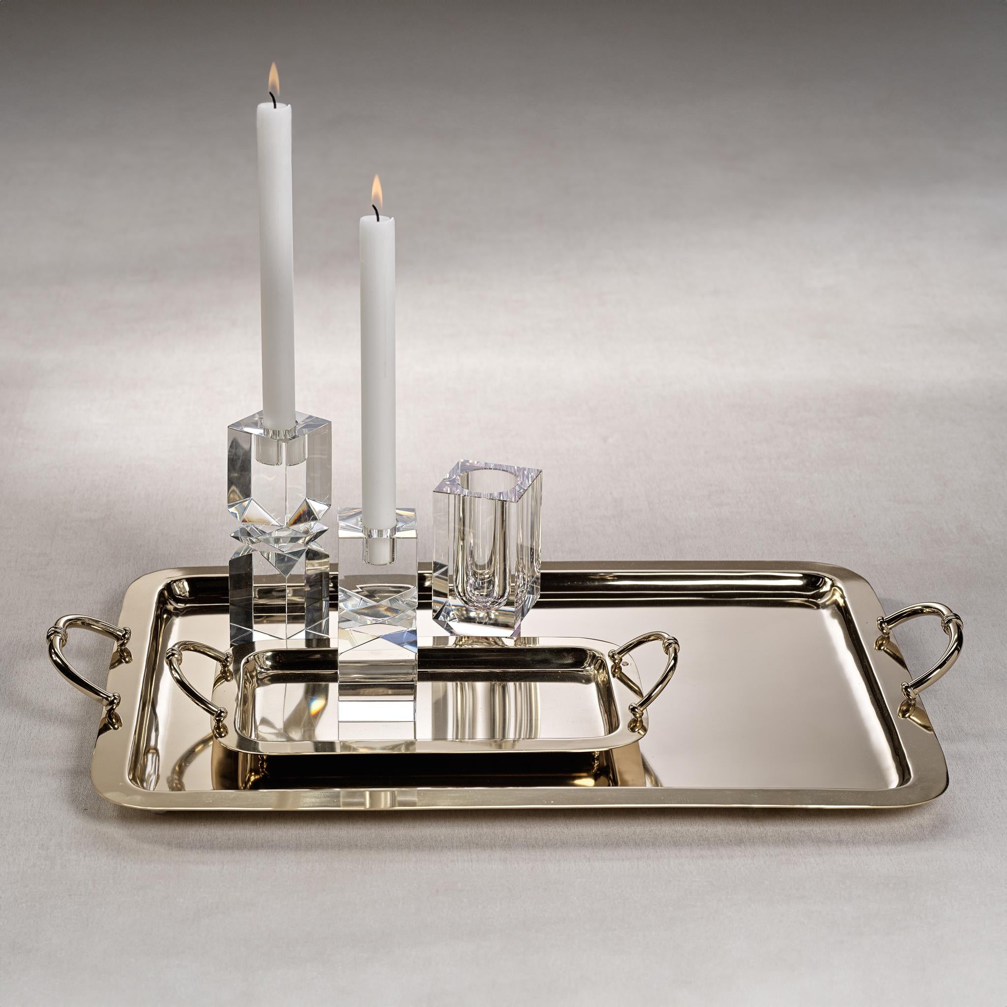 Zodax X-Large Gold Manetta Polished Steel And Brass Tray