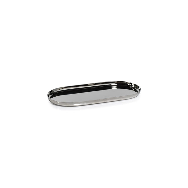 Zodax Small Nickel Perpignan Versatile Oblong Polished Steel Tray