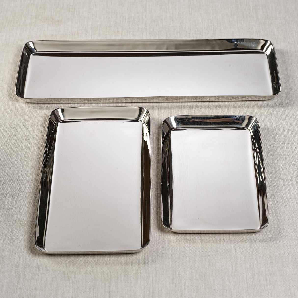 Zodax Medium Nickel Perpignan Versatile Rectangular Polished Steel Tray