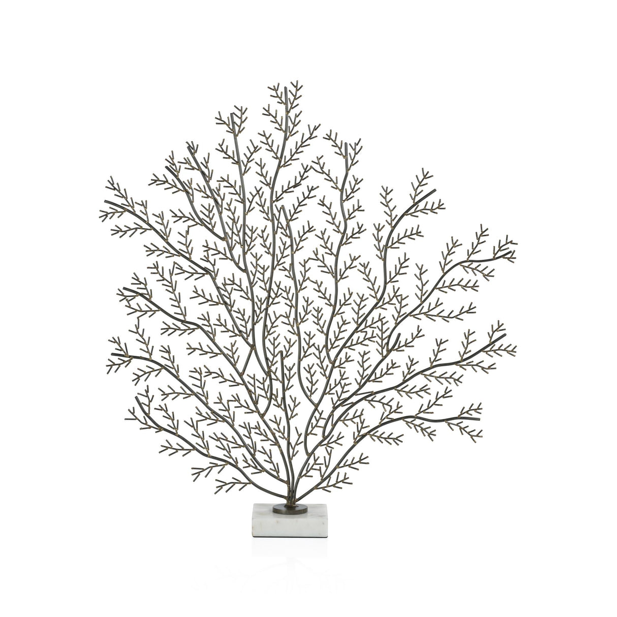 Zodax Large Cetus Coral Branch Metal Sculpture on Marble Base