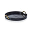 Zodax 20" Dark Blue Harlow Leather with Brass Handles Round Tray