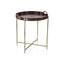 Zodax Tan Harlow Leather with Brass Handles Round Tray on Stand